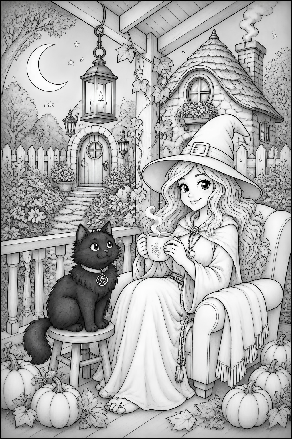 Coloring page from The Whispering Cottage and the Halloween Whisperlings